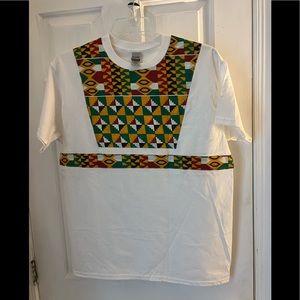 Shirt accented with African fabric